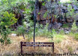 Signage on Katherine Gorge National Park walk. Signage on Katherine Gorge National Park walk.