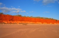 The red line above the orange shows the path of a river on these ancient rocks near Broome.