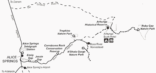 Map of the East MacDonnell Ranges