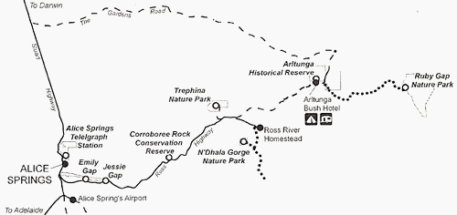Map of the East MacDonnell Ranges Map of the East MacDonnell Ranges