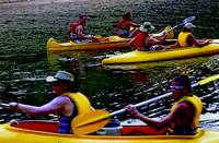 The canoe ramp is crowded in the morning. The canoe ramp is crowded in the morning.