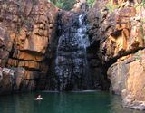 Swimming at a waterfall in Katherine Gorge National Park