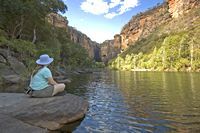 Jim Jim Falls Gorge, one of the tourist attractions in Australia's Kakadu National Park Jim Jim Falls Gorge, one of the tourist attractions in Australia's Kakadu National Park