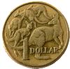Australian money: one dollar coin.