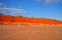 The red line above the orange shows the path of a river on these ancient rocks near Broome.