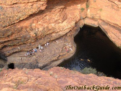 Looking down into the waterhole in the Garden of Eden