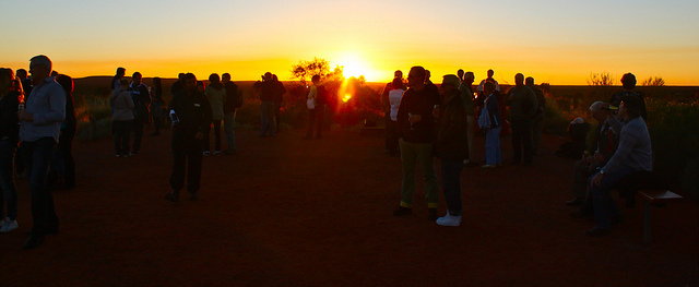Crowd at sunset at Uluru